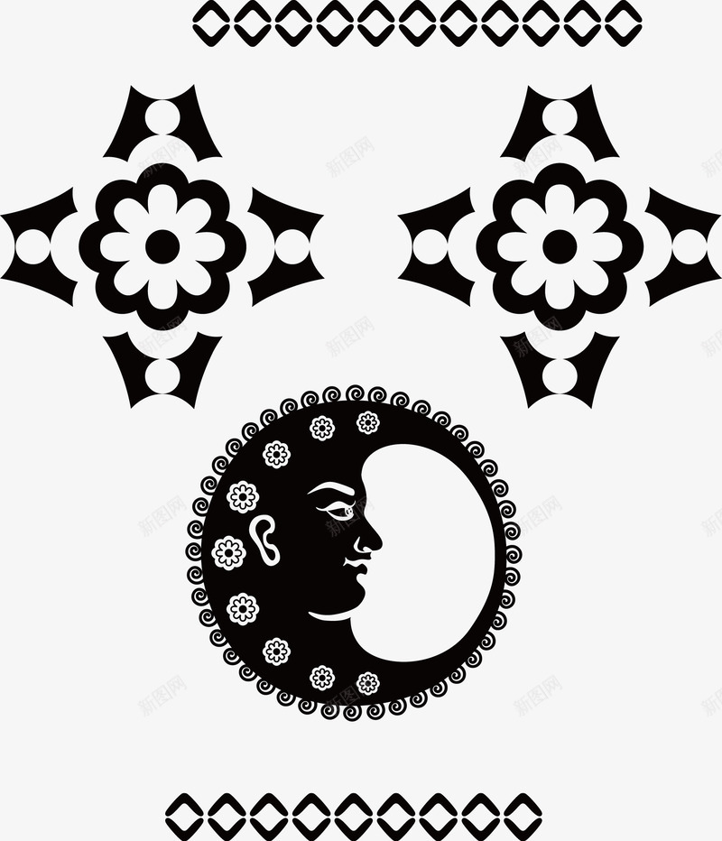 古代图腾月亮花朵矢量图ai免抠素材_新图网 https://ixintu.com 古代 图腾 月亮 花朵 矢量图