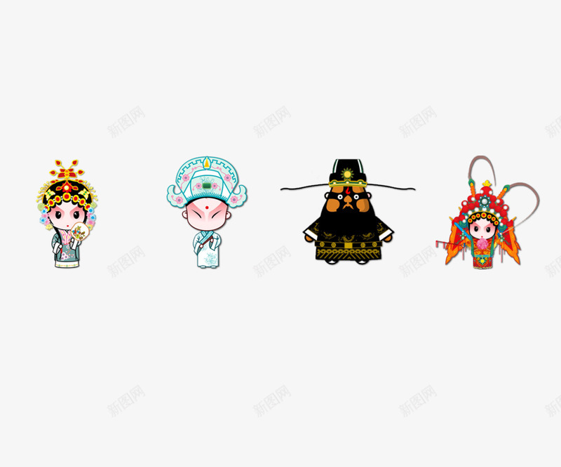 京剧小人psd免抠素材_新图网 https://ixintu.com 京剧 小人 手绘