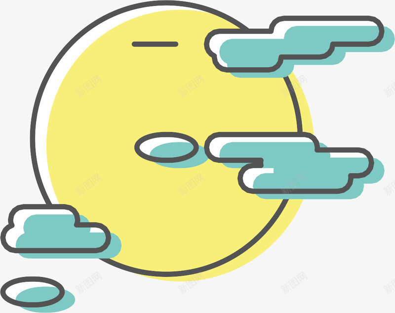 月亮乌云png免抠素材_新图网 https://ixintu.com 乌云 太阳 月亮