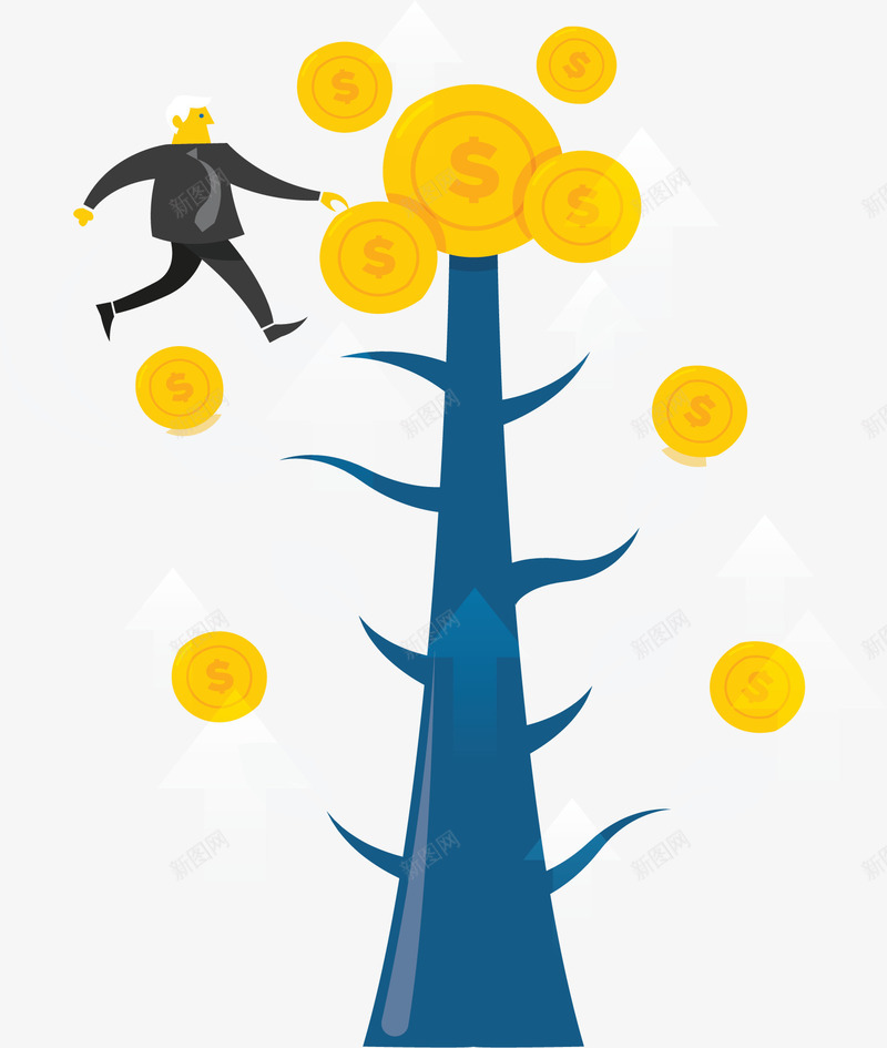 金币大树商务小人矢量图ai免抠素材_新图网 https://ixintu.com 业绩 业绩提高 商务小人 摇钱树 矢量png 矢量图 美元树 金币大树