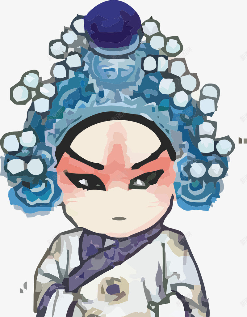 蓝色京剧人物矢量图eps免抠素材_新图网 https://ixintu.com 京剧 人物 免抠小人物素材 小人物 蓝色 矢量图