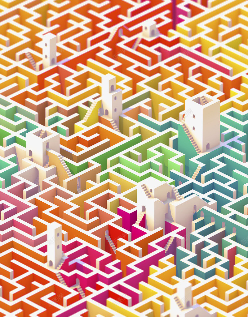 多彩立体迷宫背景图案png免抠素材_新图网 https://ixintu.com 创意背景图案 多彩迷宫 立体迷宫