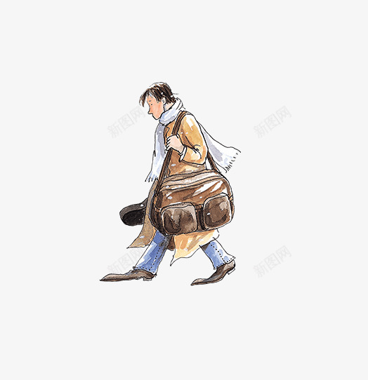 漫画手绘旅客png免抠素材_新图网 https://ixintu.com 围着围巾的人 奔波的人 忙碌的人 手绘 旅行 清新 漫画 漫画里旅客的生活 生活