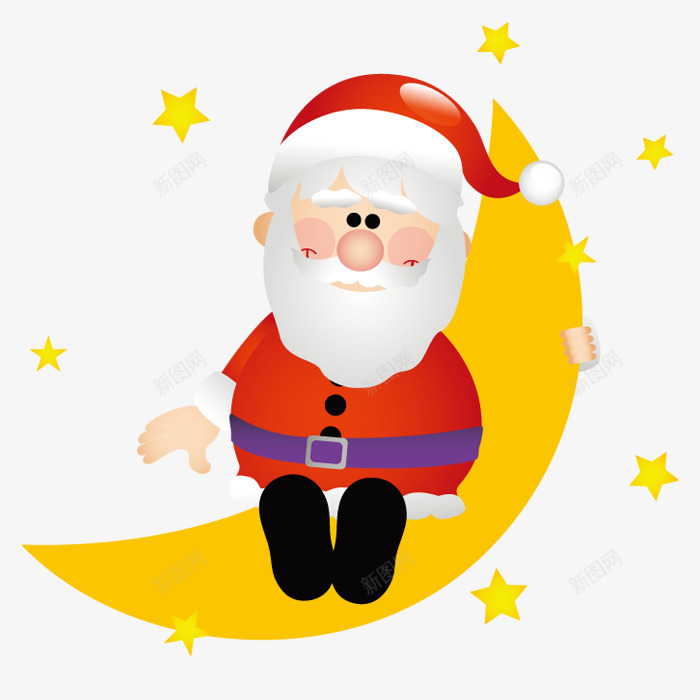 月亮上的圣诞老人png免抠素材_新图网 https://ixintu.com 圣诞老人 插图 星星 月亮 月亮上的圣诞老人 白胡子老爷爷