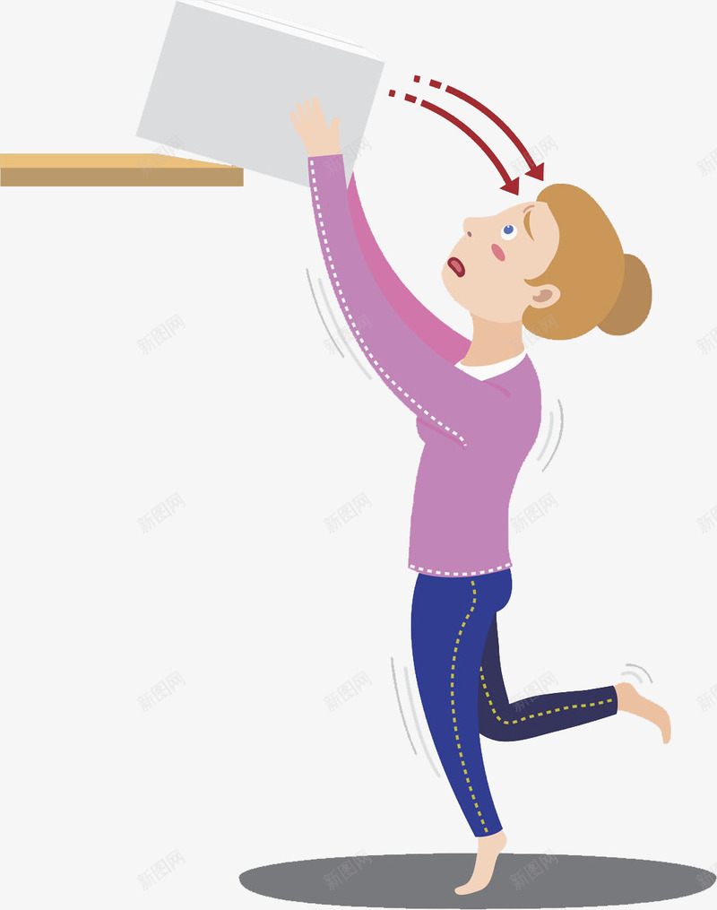 手绘搬箱子的女孩png免抠素材_新图网 https://ixintu.com 人物 单脚站 危险 多彩 慌张 手绘 抖动 搬箱子