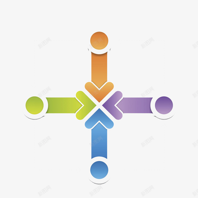 ppt箭头图标png_新图网 https://ixintu.com ppt 创意图标 商务 四箭头 多彩