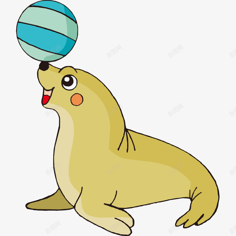顶皮球的卡通海豹png免抠素材_新图网 https://ixintu.com 动物插画 卡通动物 卡通动物漫画 海豹 生物世界 矢量动物