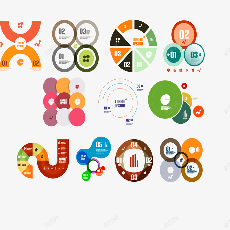 彩色的ptt图表统计图矢量图ai免抠素材_新图网 https://ixintu.com ppt 信息化 商业 图表 彩色 统计 矢量图