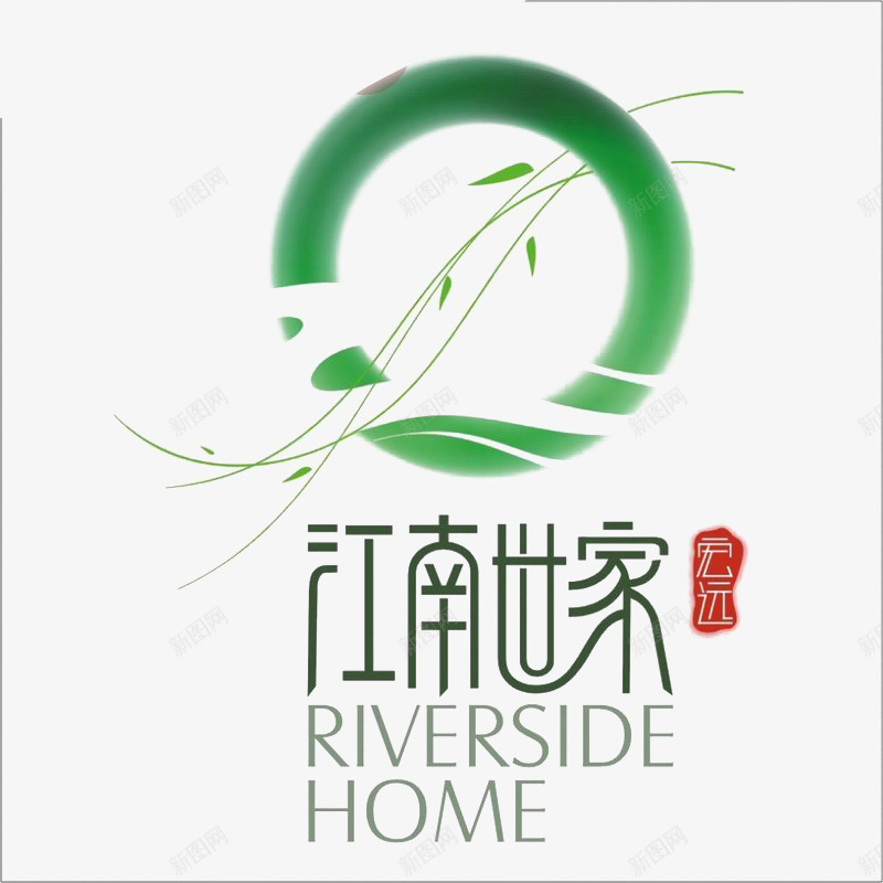 江南世家小区标识图标png_新图网 https://ixintu.com logo 地产 排版设计 绿色