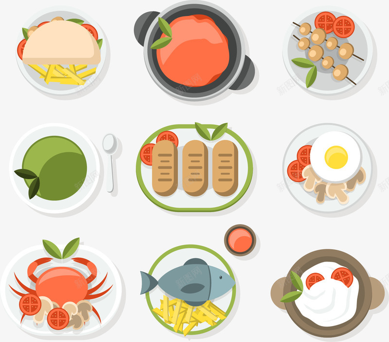 手绘食物png免抠素材_新图网 https://ixintu.com 卡通 手绘 海鲜 螃蟹 食物 鱼