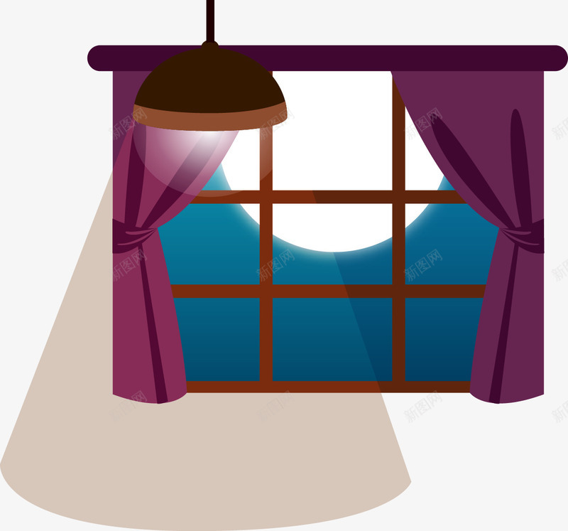 窗外夜景矢量图ai免抠素材_新图网 https://ixintu.com 关窗 复古 复古窗 夜晚 月亮 矢量图 窗户 窗景