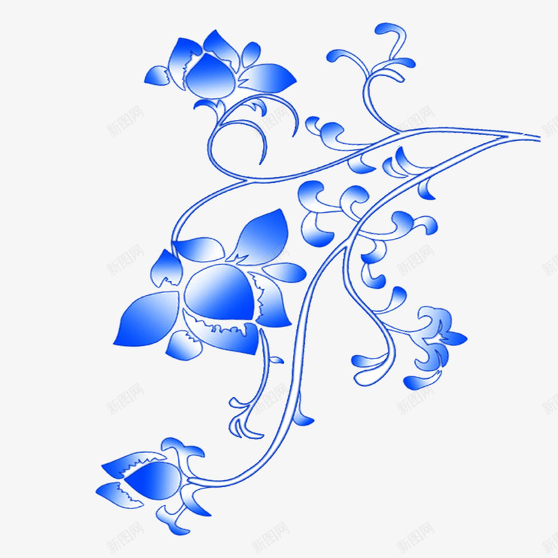 浅蓝色底纹png免抠素材_新图网 https://ixintu.com 卡通 浅蓝色底纹 菊花 蓝色