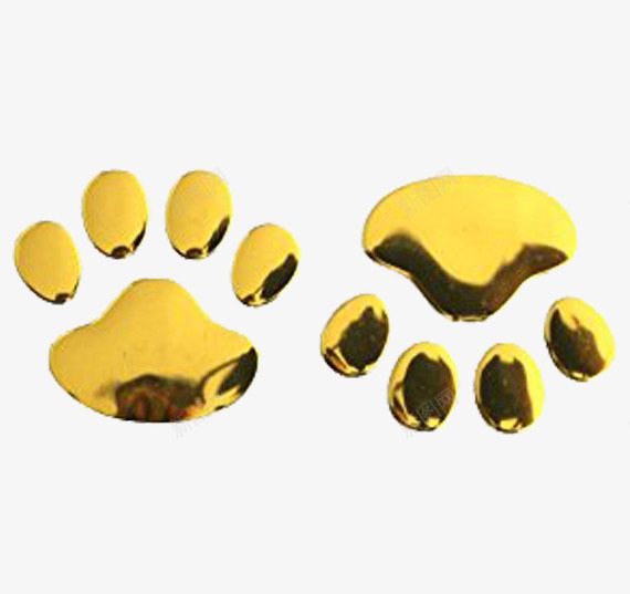 金色金属猫脚印png免抠素材_新图网 https://ixintu.com 免抠 实物图 猫脚印 素材 金属 金色