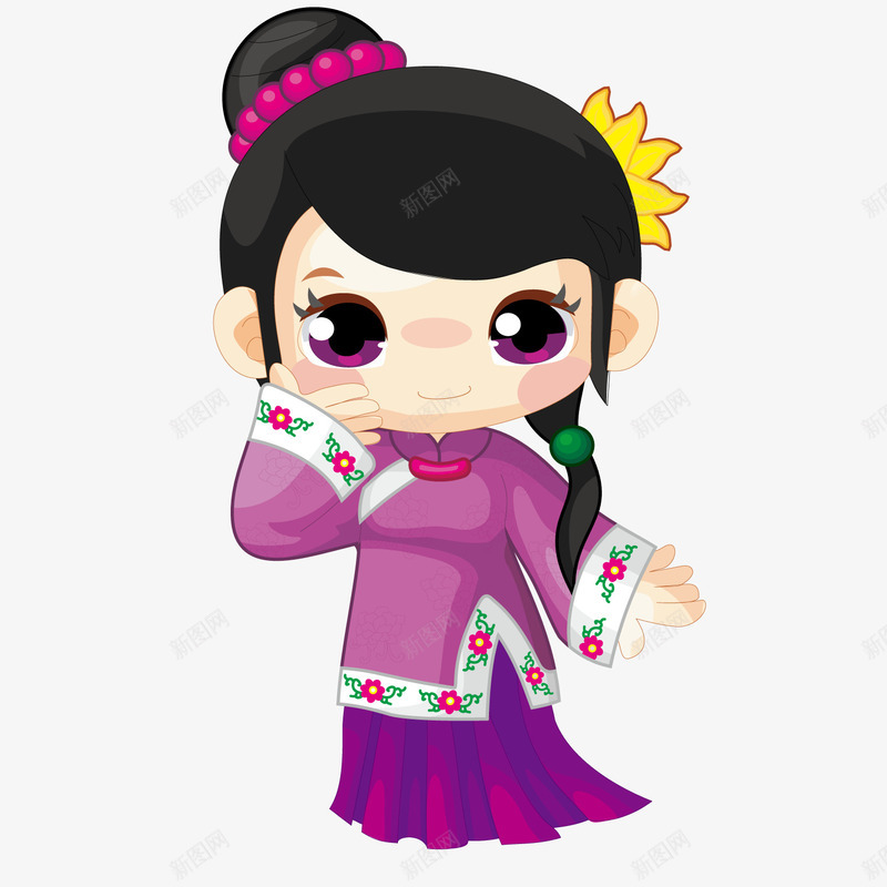 漂亮的小姐矢量图ai免抠素材_新图网 https://ixintu.com 古代 漂亮 紫色 矢量图