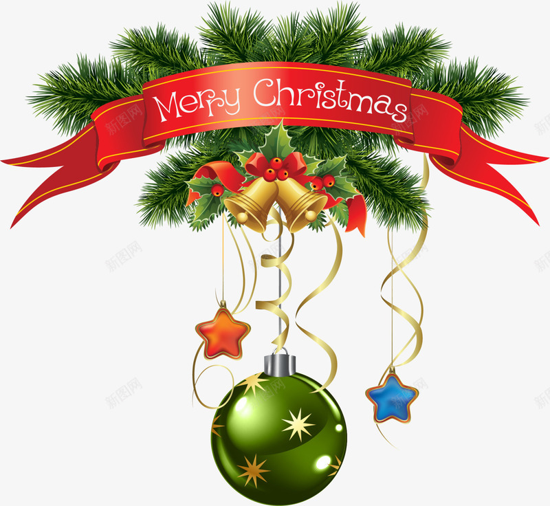 圣诞节绿色松叶装饰png免抠素材_新图网 https://ixintu.com christmas merry 圣诞球装饰 圣诞节 多彩星星 松叶装饰 绿色松叶