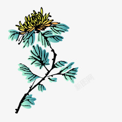水墨中国风黄色菊花植物元素矢量图素材