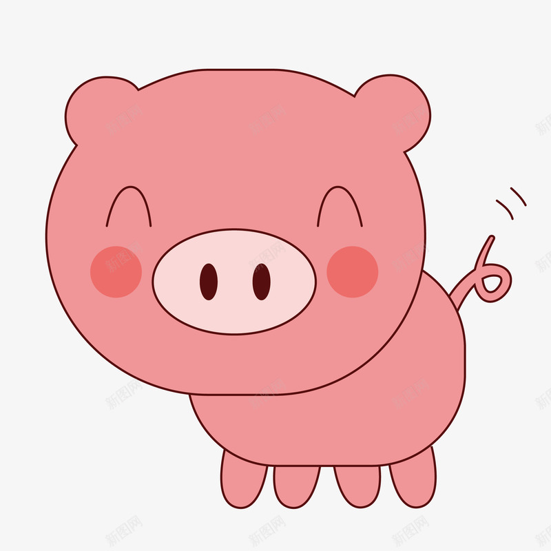卡通小粉猪png免抠素材_新图网 https://ixintu.com 儿童画画 儿童绘本 动物插画 卡通动物漫画 卡通小粉猪 可爱 插画 贺卡