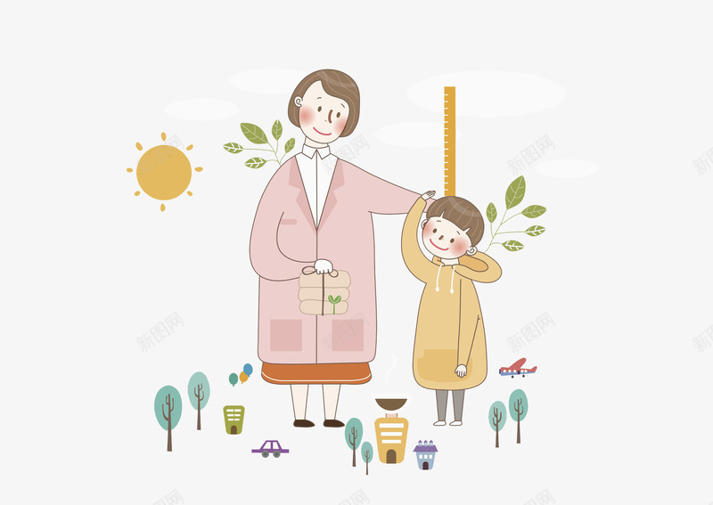 手绘可爱亲子漫画png免抠素材_新图网 https://ixintu.com 亲子 创意的 卡通 可爱 彩色的 手绘 漫画 童趣 简单