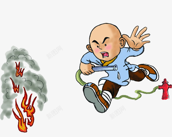 消防插图png免抠素材_新图网 https://ixintu.com 卡通 彩色 漫画 火灾
