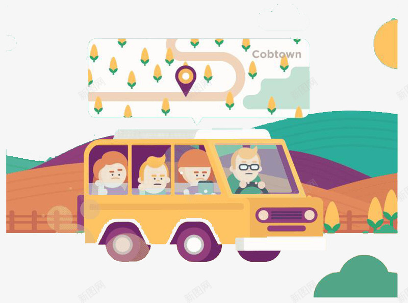 大巴车旅游地图导航png免抠素材_新图网 https://ixintu.com 地图 大巴车 导航 旅游