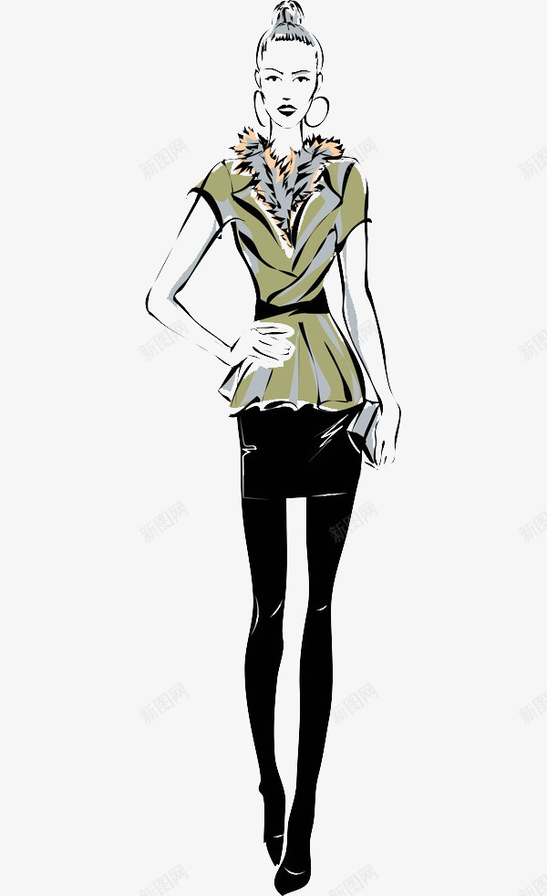 戴耳环的美女png免抠素材_新图网 https://ixintu.com 假人模特 卡通 唯美 干练 漂亮的 美女 耳环 黑色的