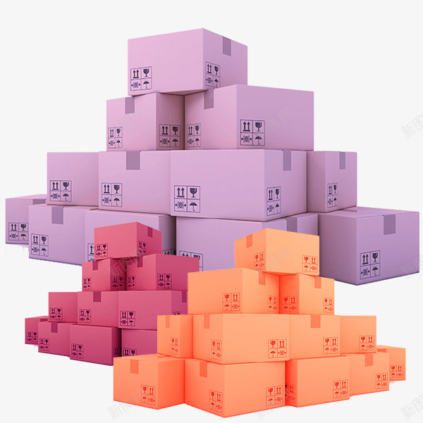 实物多彩纸箱子png免抠素材_新图网 https://ixintu.com 包装箱 堆积纸箱 多彩 实物 彩色 箱子 纸箱子