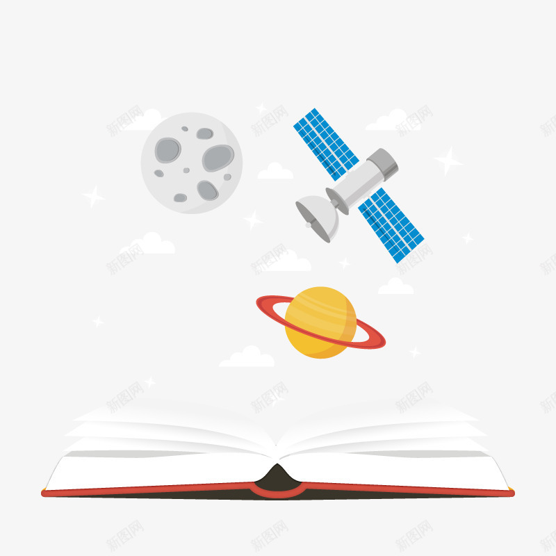 科学卫星矢量图ai免抠素材_新图网 https://ixintu.com 书籍 太空 宇宙 知识 矢量图