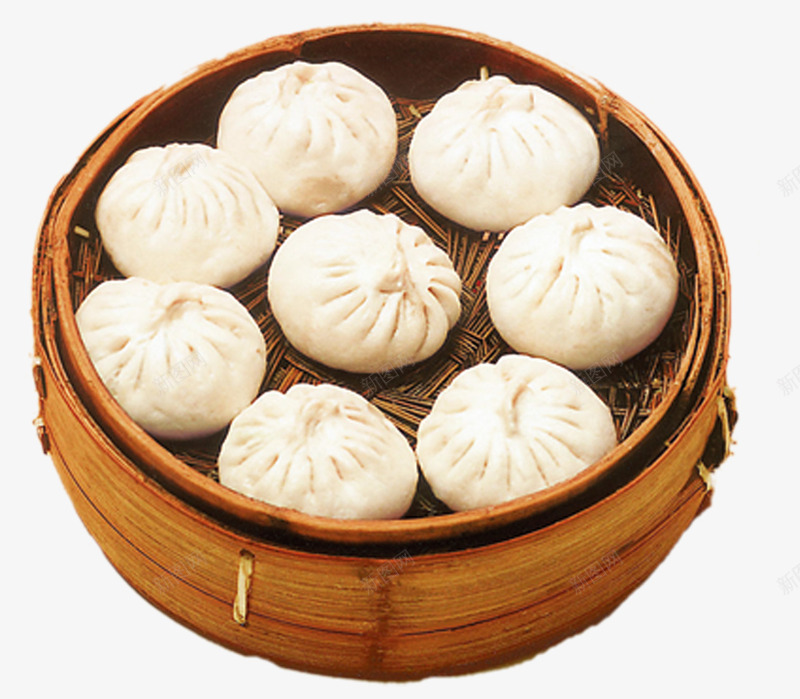 白包子png免抠素材_新图网 https://ixintu.com 包子 竹笼 肉包子 蒸笼 食物
