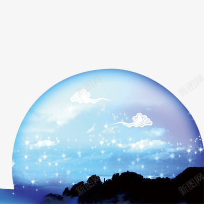 中秋月亮元素png免抠素材_新图网 https://ixintu.com 中秋月亮元素 圆形 蓝色
