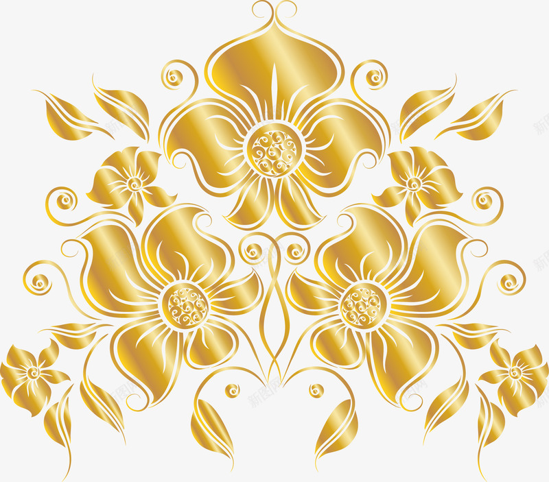 金色奢华花纹图案png免抠素材_新图网 https://ixintu.com 奢华 花纹图案 金属感 金色