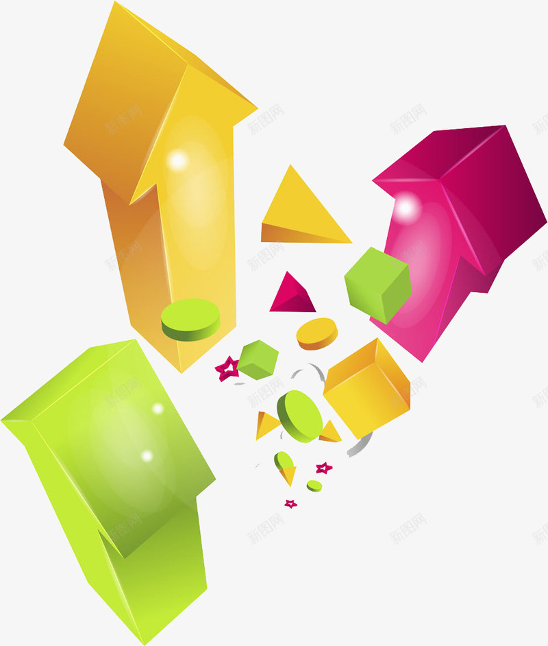 多彩立体箭头指标png免抠素材_新图网 https://ixintu.com 多彩 形象 手绘 生动 立体 简约 箭头 闪亮
