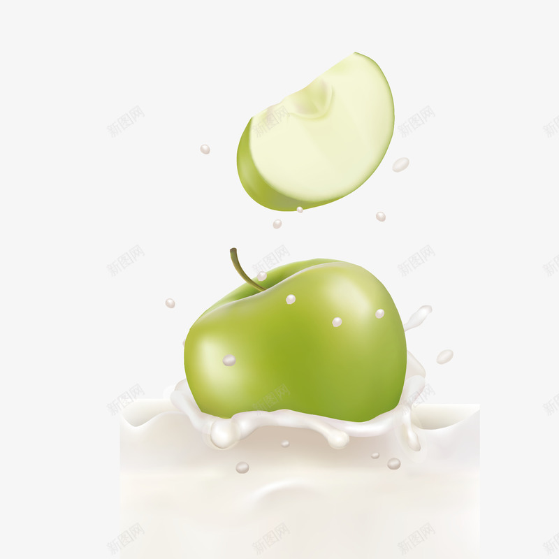 加入牛奶的水果溅起的奶花png免抠素材_新图网 https://ixintu.com 水果 牛奶 青苹果