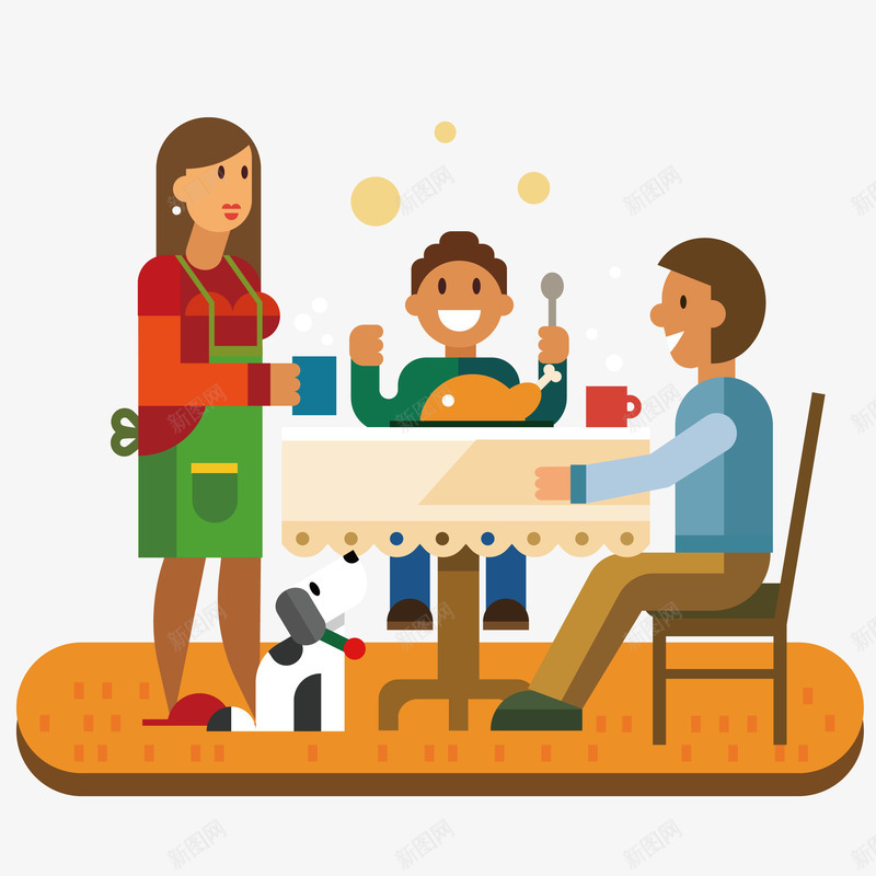 扁平化一家人在吃饭png免抠素材_新图网 https://ixintu.com 一家人 吃饭 温馨一家人 食物