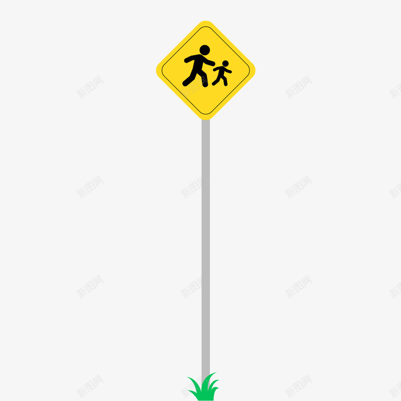 卡通前方学校标识矢量图图标ai_新图网 https://ixintu.com 交通 卡通 学校路段 标识设计 黄色 矢量图