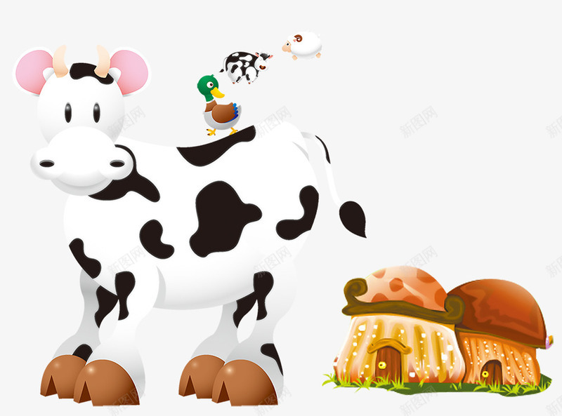 卡通奶牛png免抠素材_新图网 https://ixintu.com 健康 农场 卡通 天然 奶牛 家畜 母牛 牛 牛奶 草原