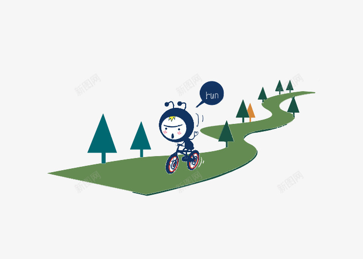 飞驰而过的卡通小人png免抠素材_新图网 https://ixintu.com 公路 卡通 插画 飞奔