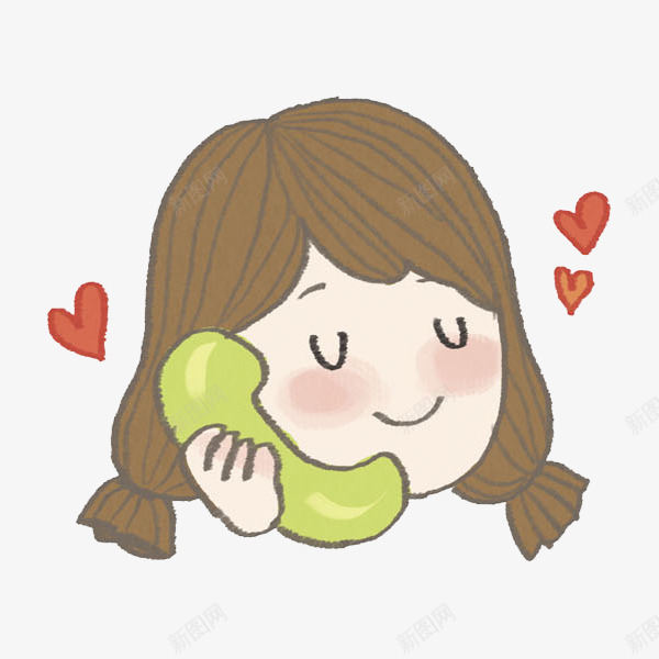 打电话的女孩png免抠素材_新图网 https://ixintu.com 卡通 头像 女孩 插图 漂亮的 爱心 爱心贴图 电话 表情