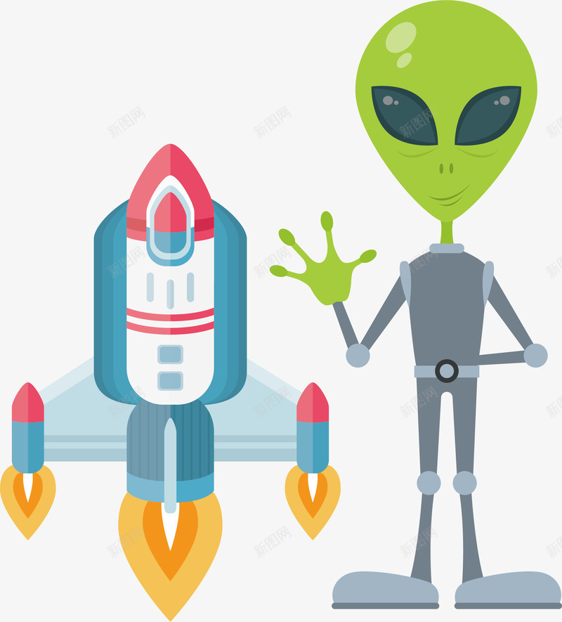 外星人火箭png免抠素材_新图网 https://ixintu.com 加速小火箭 发射小火箭 外星人 宇宙 小火箭 小火箭云 扁平小火箭