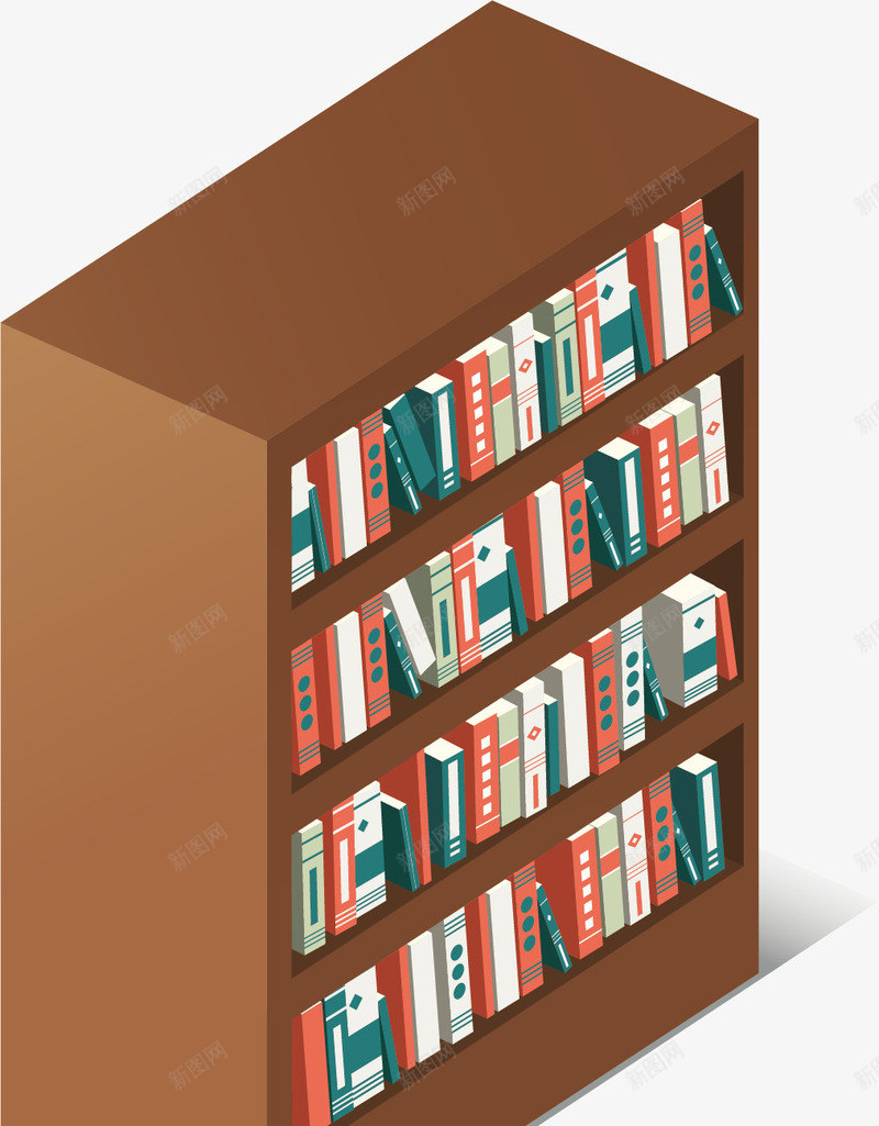 装满书的书架矢量图ai免抠素材_新图网 https://ixintu.com 书架 创意 卡通 商务 多彩 手绘 简约 矢量图