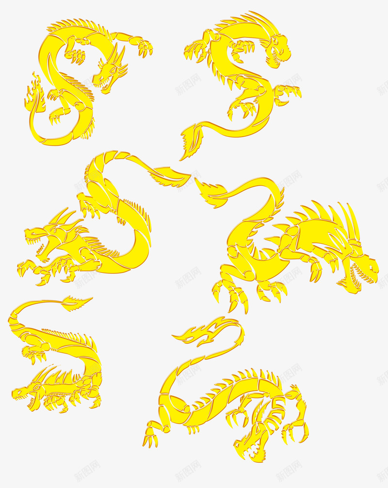 金色腾龙装饰效果psd免抠素材_新图网 https://ixintu.com 中国风 中国黄 传统 传统节日装饰 传统节日装饰元素 腾龙 装饰品 金属 金色 金色效果 黄色