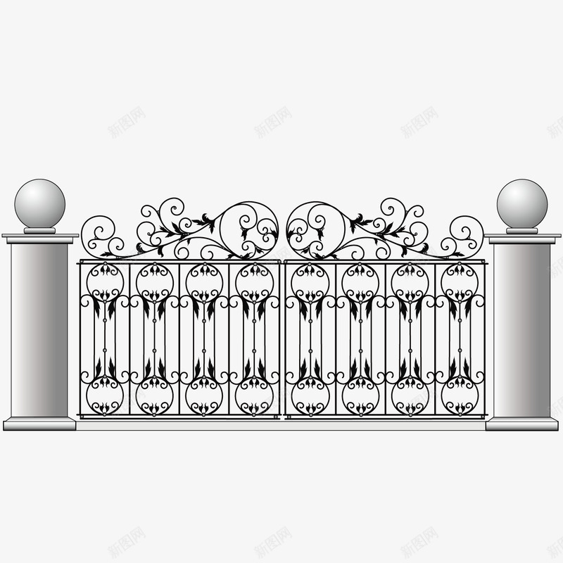 铁栏大门矢量图ai免抠素材_新图网 https://ixintu.com 大门 金属 铁栏 矢量图
