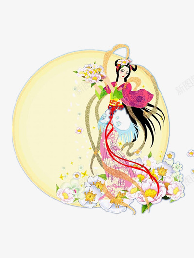 嫦娥奔月png免抠素材_新图网 https://ixintu.com 中秋节 团圆 月亮