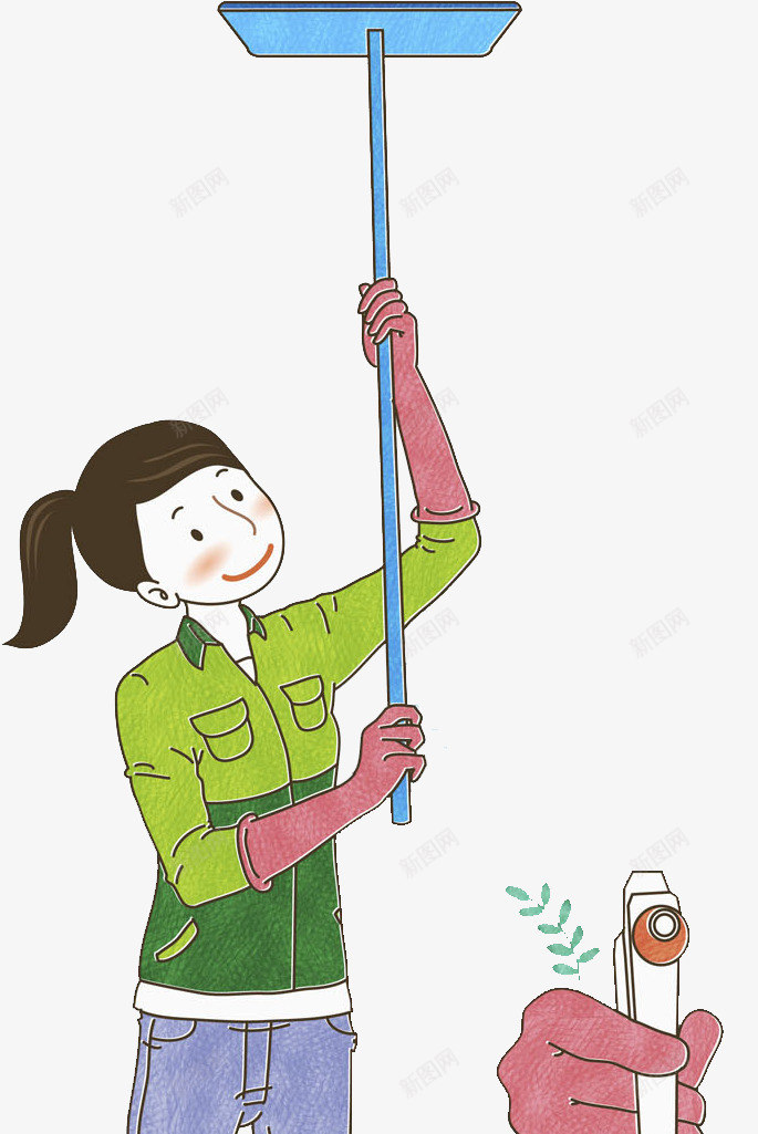 打扫卫生的女人场景图png免抠素材_新图网 https://ixintu.com 劳动的 卡通 女人 手绘 打扫卫生 清洗液 漂亮的