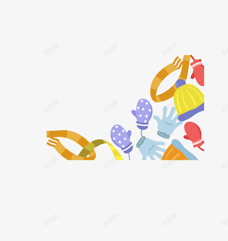 冬天保暖用品png免抠素材_新图网 https://ixintu.com 免扣png 免费png 围脖 手套 毛线帽 白色雪花