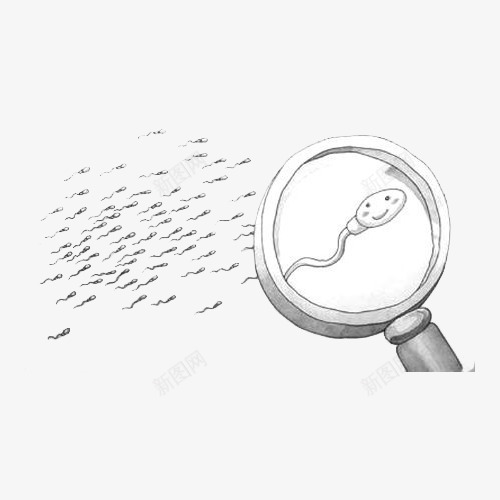 卡通手绘放大镜下的精子png免抠素材_新图网 https://ixintu.com 健康 卡通 卡通精子 宣传 手绘 插画 放大镜 漫画 生殖 精子