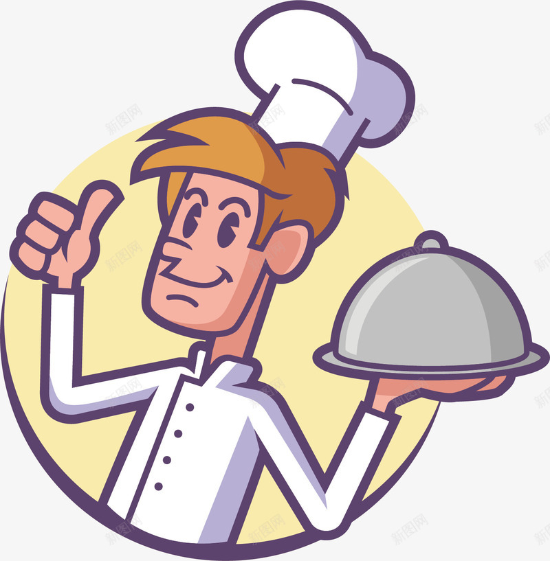 手端食物的厨师矢量图ai免抠素材_新图网 https://ixintu.com 卡通 厨师 大厨 水彩 男士 美食 食物 矢量图