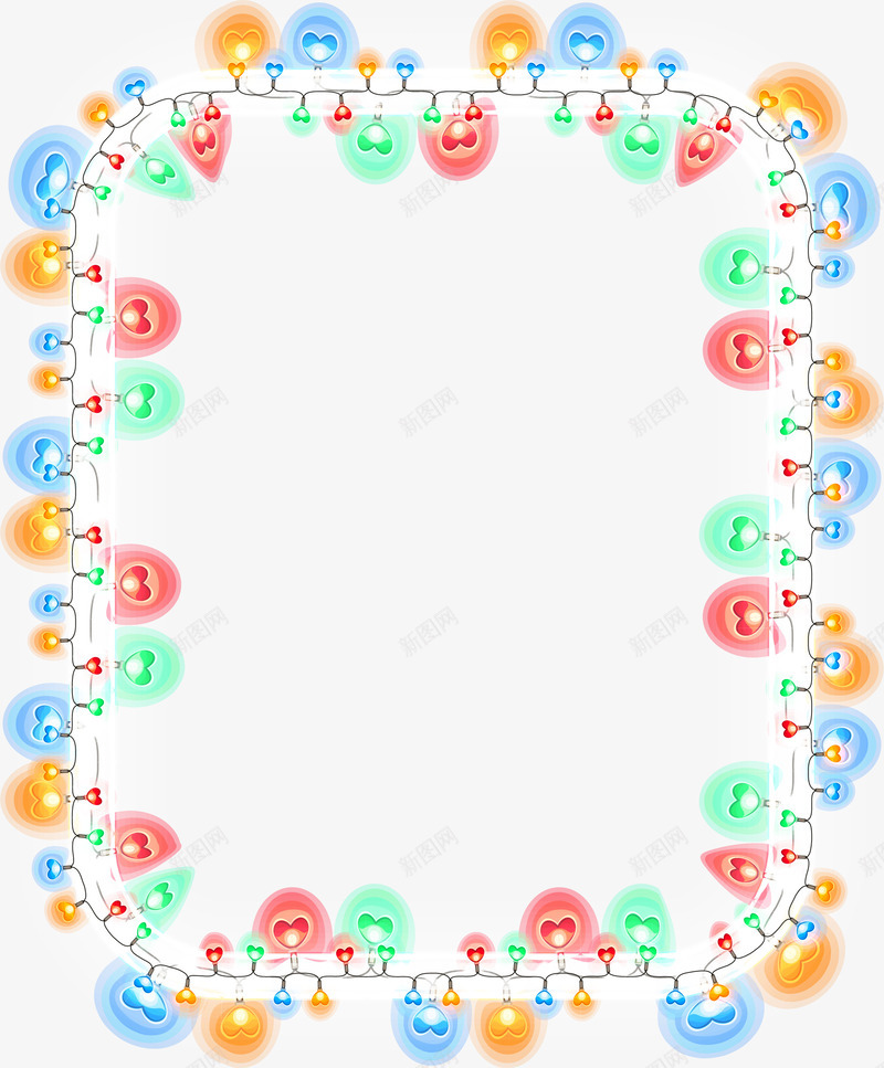 手绘多彩灯泡边框png免抠素材_新图网 https://ixintu.com 唯美 多彩灯泡 小清新边框 彩灯 手绘灯泡 童趣