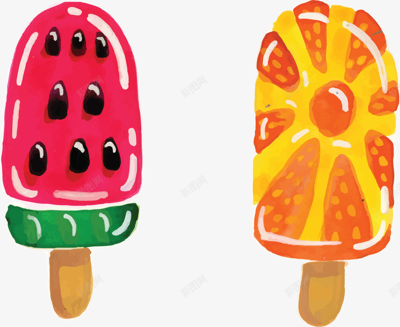 夏天西瓜橙子冰棒矢量图ai免抠素材_新图网 https://ixintu.com 冰棒 夏天 夏天冰棒 橙子冰棒 矢量png 西瓜冰棒 矢量图
