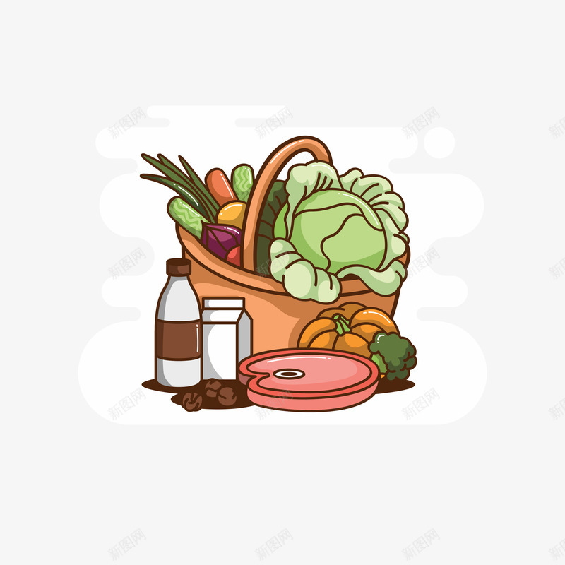 牛奶大鱼大肉食材矢量图ai免抠素材_新图网 https://ixintu.com 卡通 大刀肉 大刀肉辣条 大鱼大肉食材 妈妈大刀肉 早餐 素大刀肉 矢量图