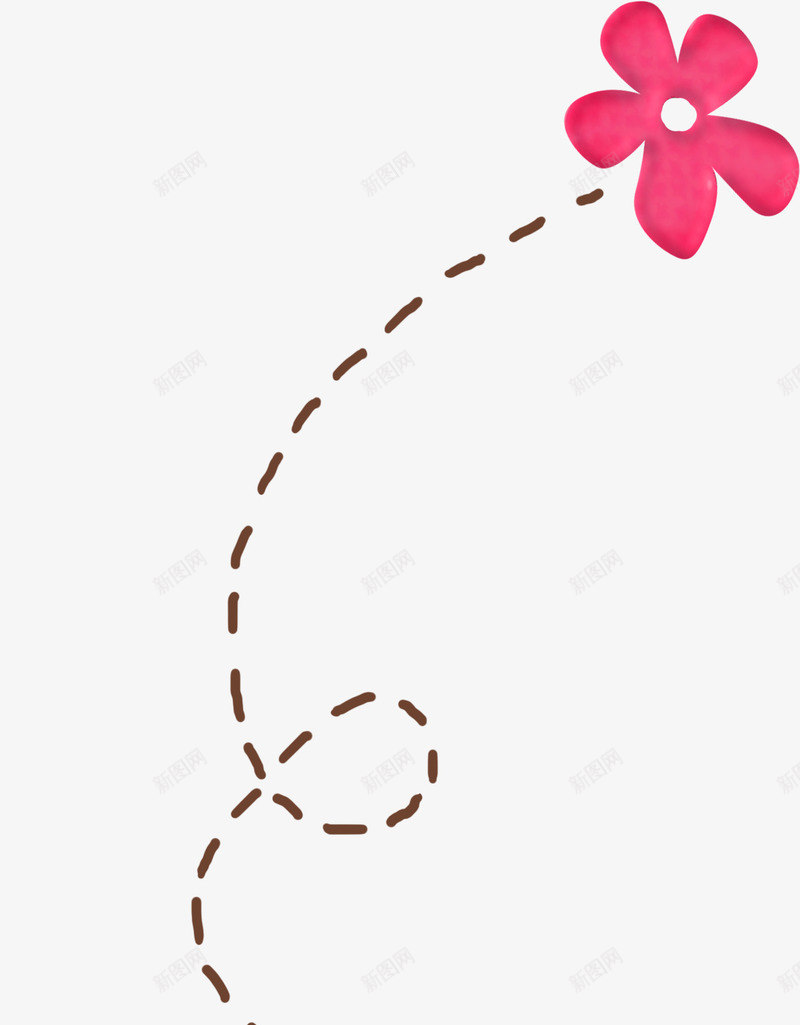 漂亮创意花枝png免抠素材_新图网 https://ixintu.com 创意花枝 漂亮花枝 红色花朵 虚线花枝